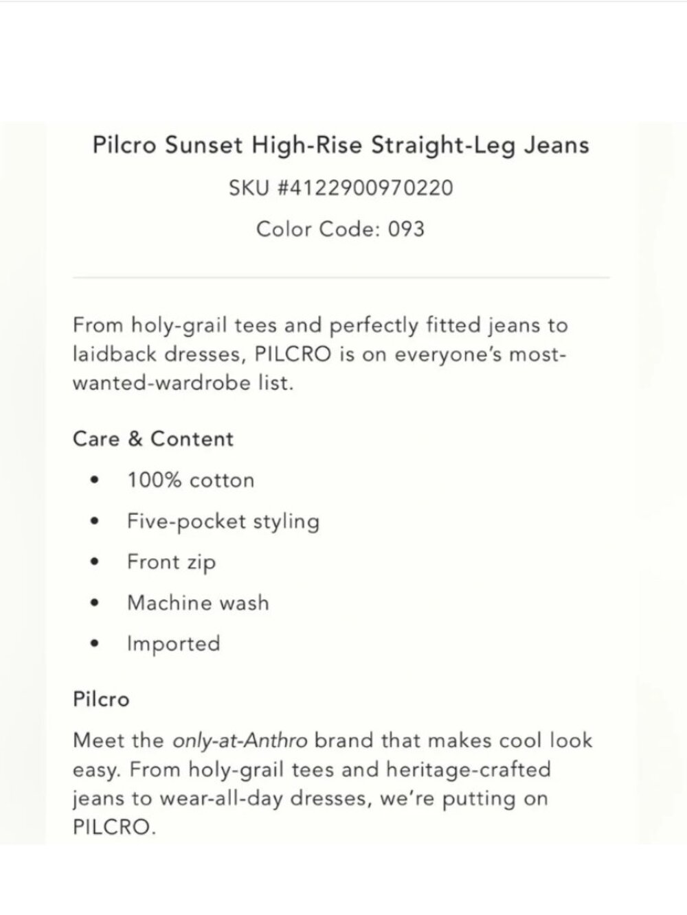 NWT Anthropologie Pilcro Sunset high Rise Straight Jeans 28 - Picture 6 of 6